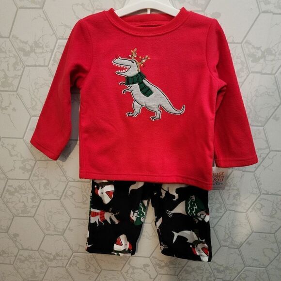 New toddler boy Santa dinosaur Christmas pajama - Picture 3 of 5